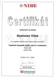 Certifikát NIBE, tepelná čerpadla NIBE návrh a instalace