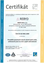 Certifikát- systémové certifikace s.r.o., provádění pozemních staveb, včetně jejich změn
